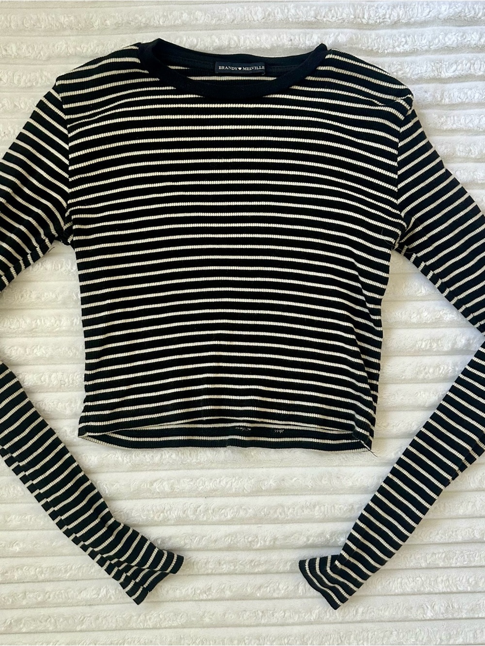 Brandy Melville Black & White Striped Long Sleeve Top